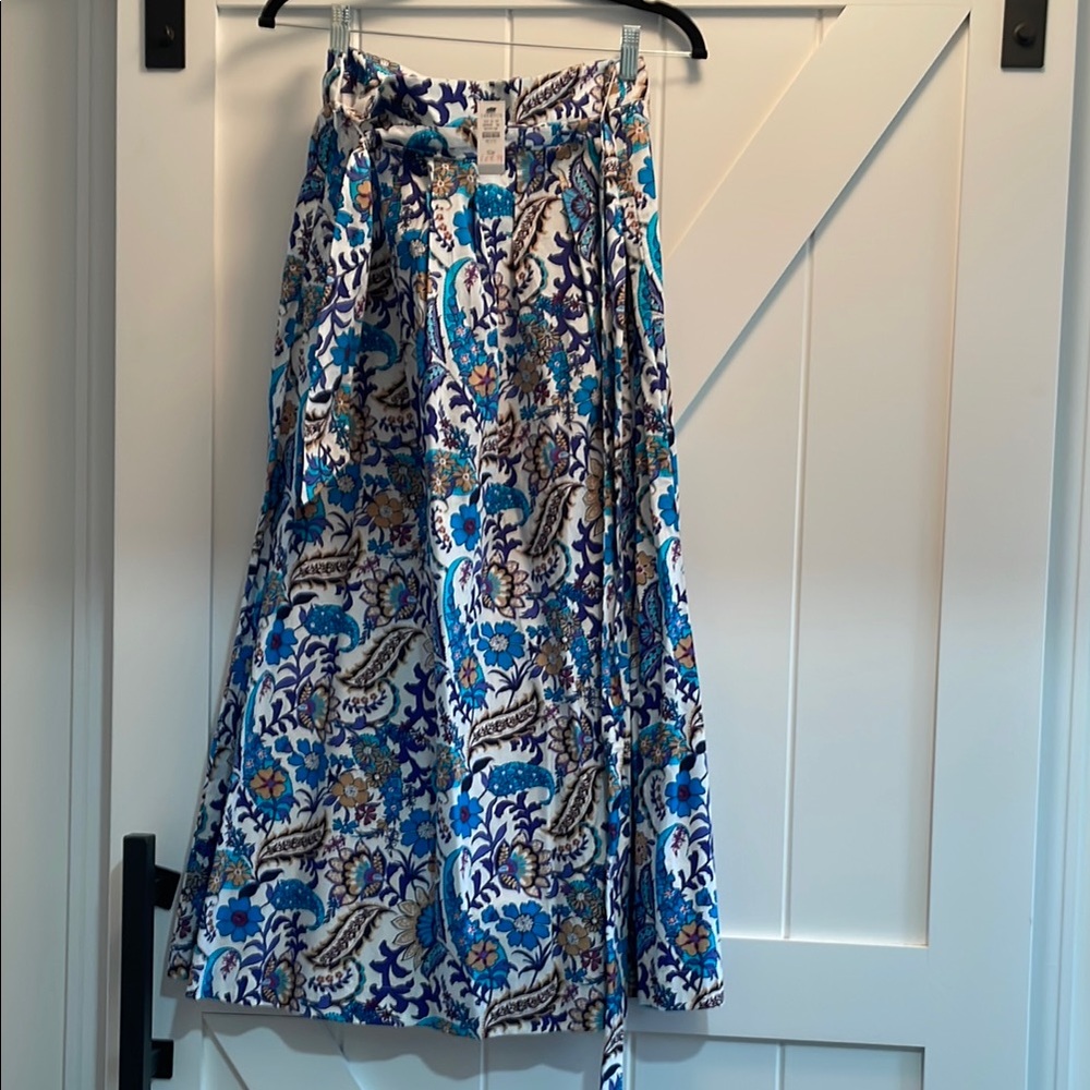 Talbots Blue and White Floral Paisley Maxi Skirt